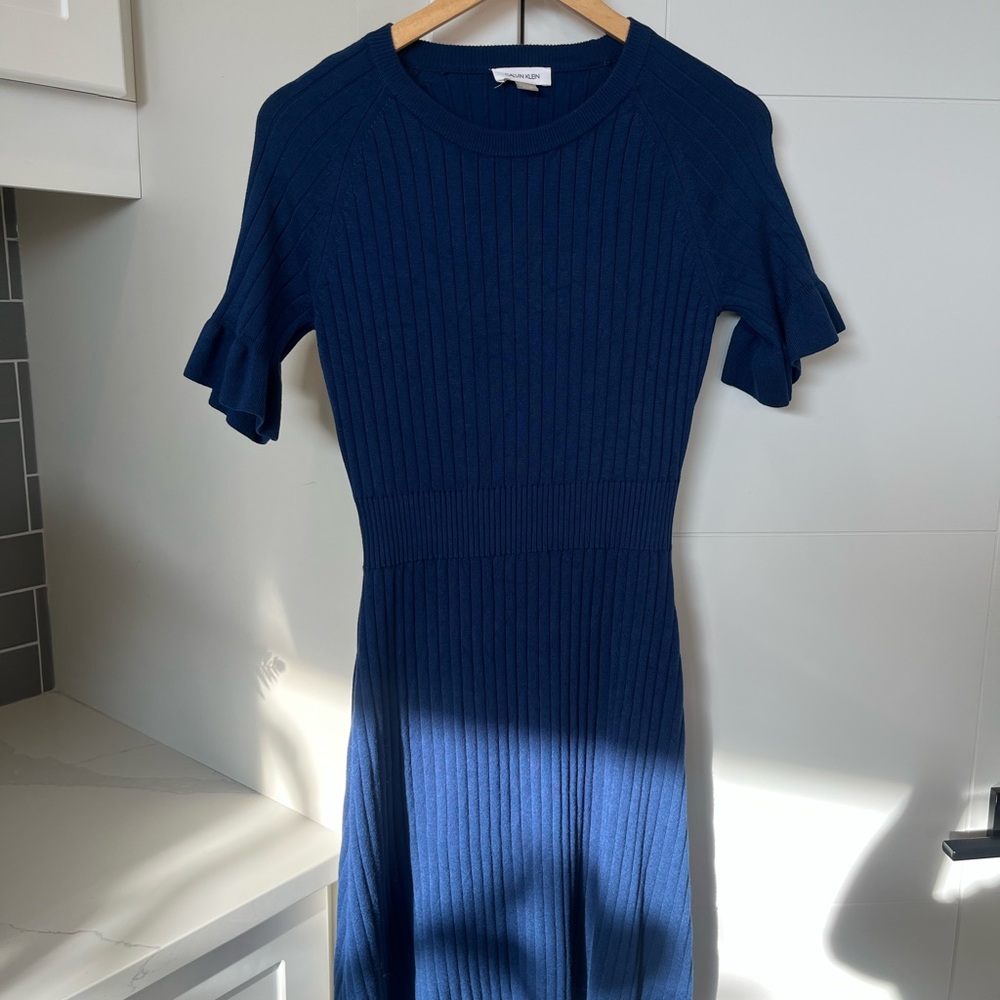 Calvin Klein Blue Ribbed Dress